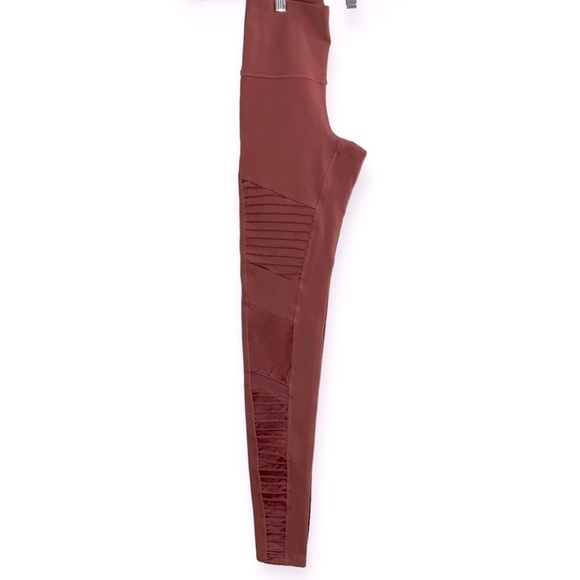 ALO Yoga Moto Legging High Rise Rose Mauve Pink Pleated Mesh active pants XS - Picture 7 of 9